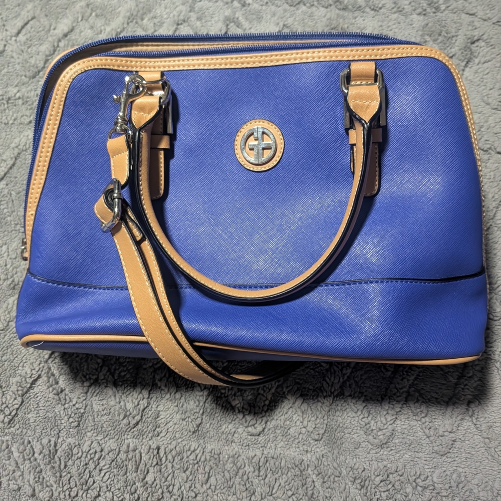 Giani Bernini Royal Blue and Tan Satchel